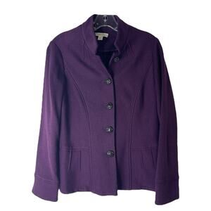 Coldwater Creek purple knit button cropped preppy office cardigan blazer 4